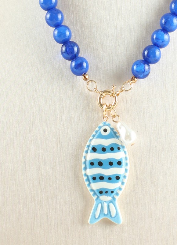 Collar de Bolas con Pez de Resina Mujer | Moda | Premonición.online
