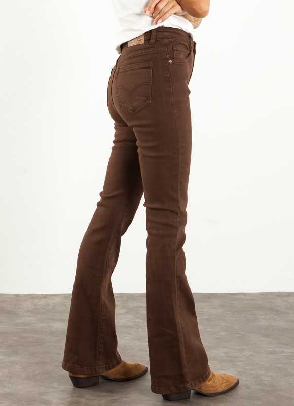 Jeans Flare Marrón con Licra Mujer | Moda | Premonición.online