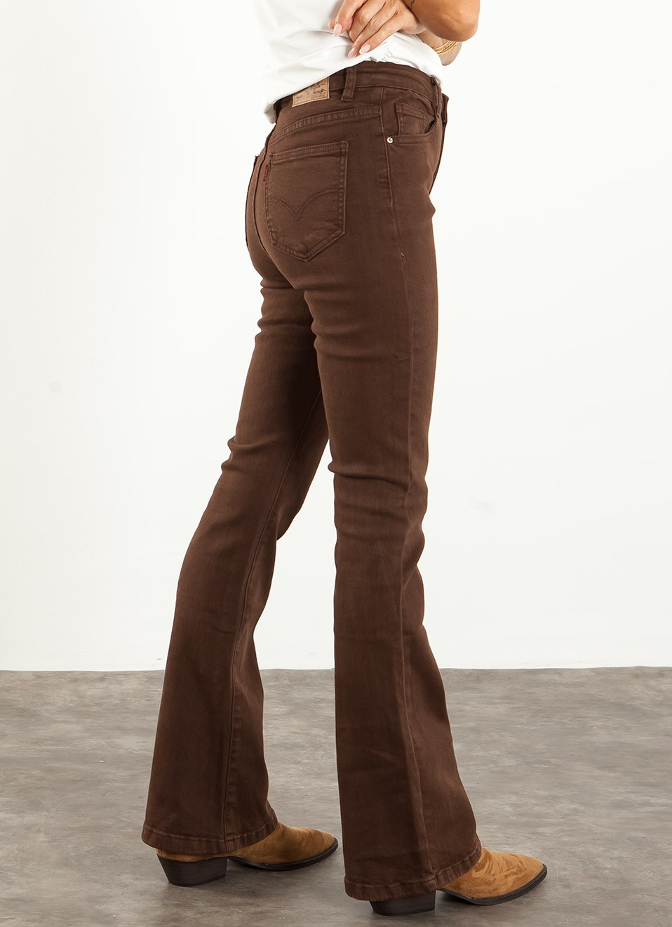 Jeans Flare Marrón con Licra Mujer | Moda | Premonición.online