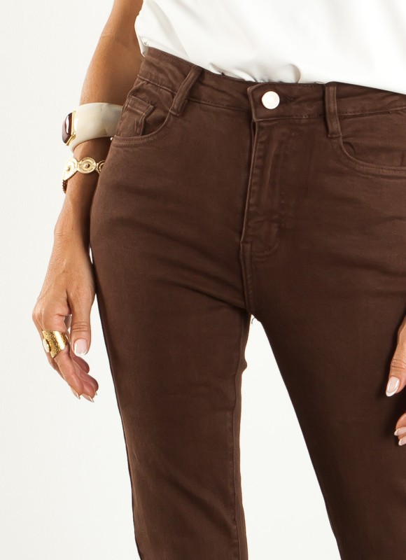 Jeans Flare Marrón con Licra Mujer | Moda | Premonición.online