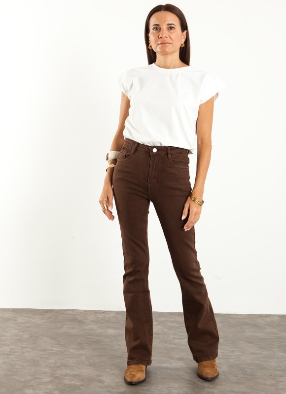 Jeans Flare Marrón con Licra Mujer | Moda | Premonición.online