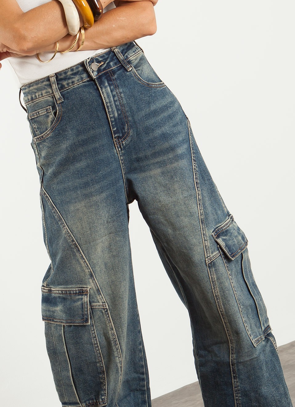 Jeans Barrel Cargo Mujer | Pantalón Vaquero | Premonición.online