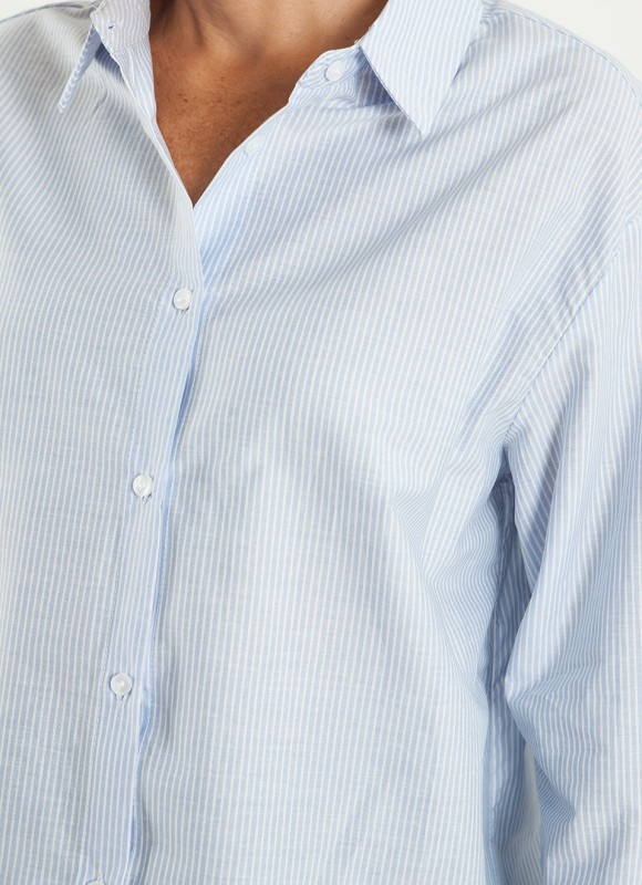 Camisa Azul Rayas Mujer | Estilo Casual y Actual | Premonición.online