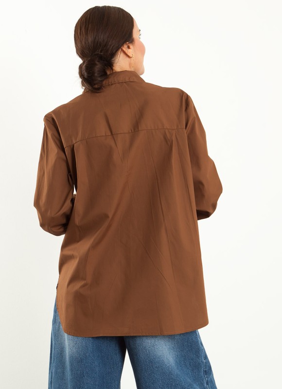 Camisa Oversize Marrón Chocolate Mujer | Tendencia | Premonición.online