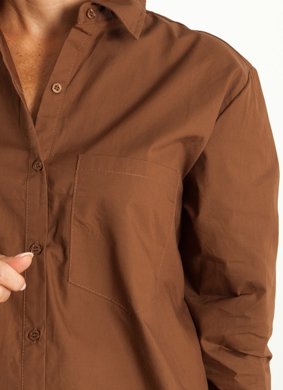 Camisa Oversize Marrón Chocolate Mujer | Tendencia | Premonición.online