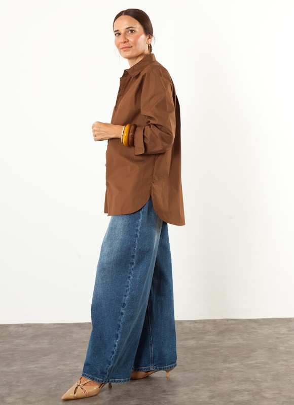 Camisa Oversize Marrón Chocolate Mujer | Tendencia | Premonición.online