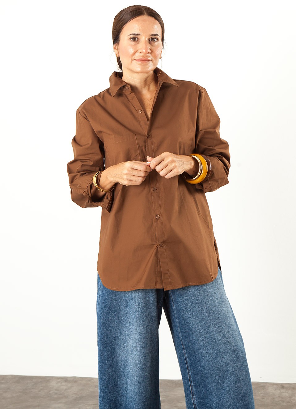 Camisa Oversize Marrón Chocolate Mujer | Tendencia | Premonición.online