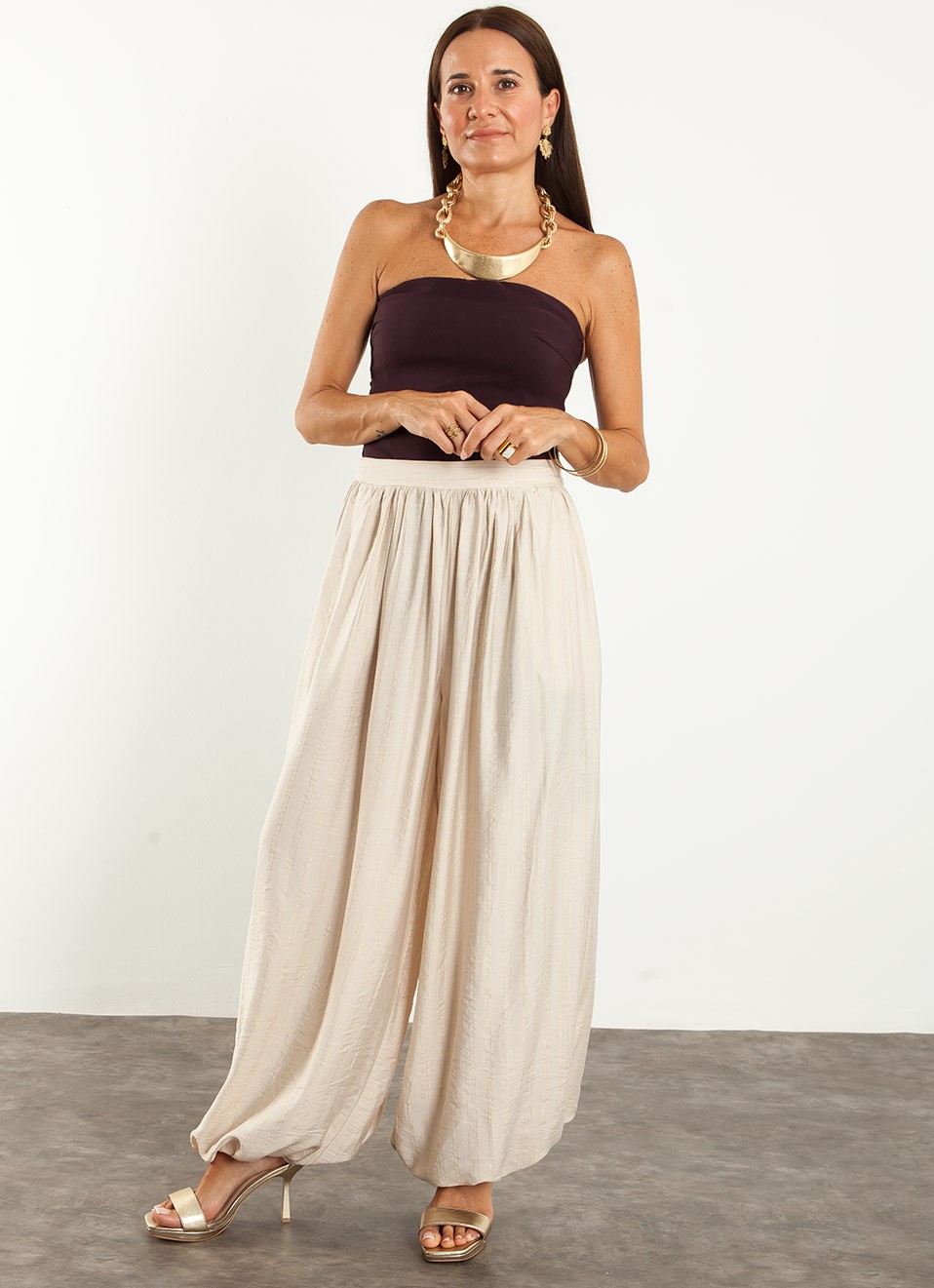 Pantalón Balloon Fluido Mujer | Hilos Metálicos | Premonición.online