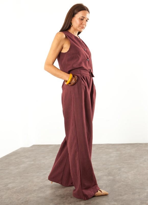 Pantalón Vestir Ancho Rayas Mujer | Elegante | Premonición.online