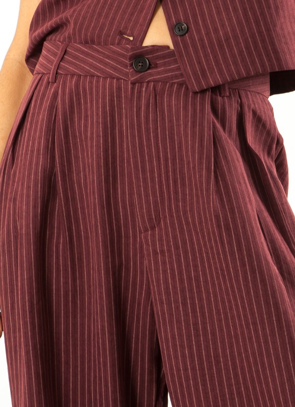 Pantalón Vestir Ancho Rayas Mujer | Elegante | Premonición.online