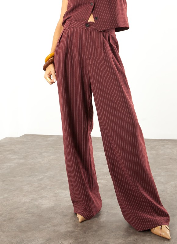 Pantalón Vestir Ancho Rayas Mujer | Elegante | Premonición.online