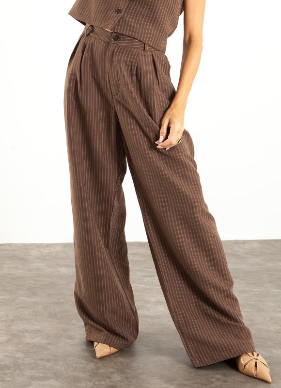 Pantalón Vestir Ancho Rayas Mujer | Elegante | Premonición.online