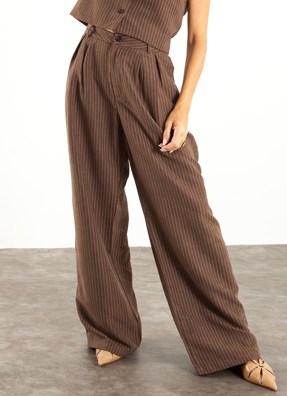 Pantalón Vestir Ancho Rayas Mujer | Elegante | Premonición.online