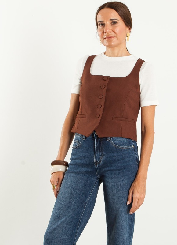 Chaleco Traje Marrón Mujer | Elegante y Versátil | Premonición.online