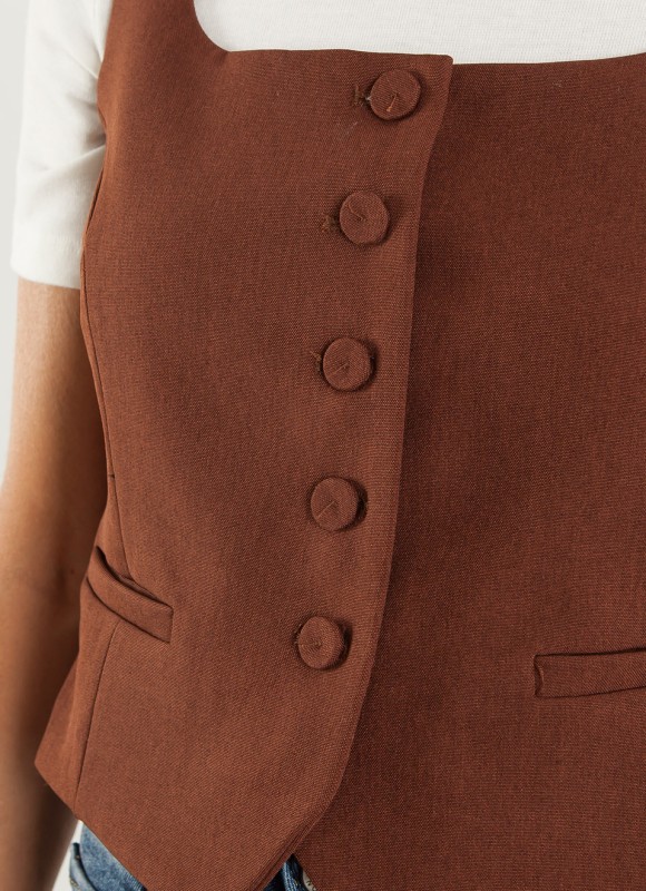 Chaleco Traje Marrón Mujer | Elegante y Versátil | Premonición.online