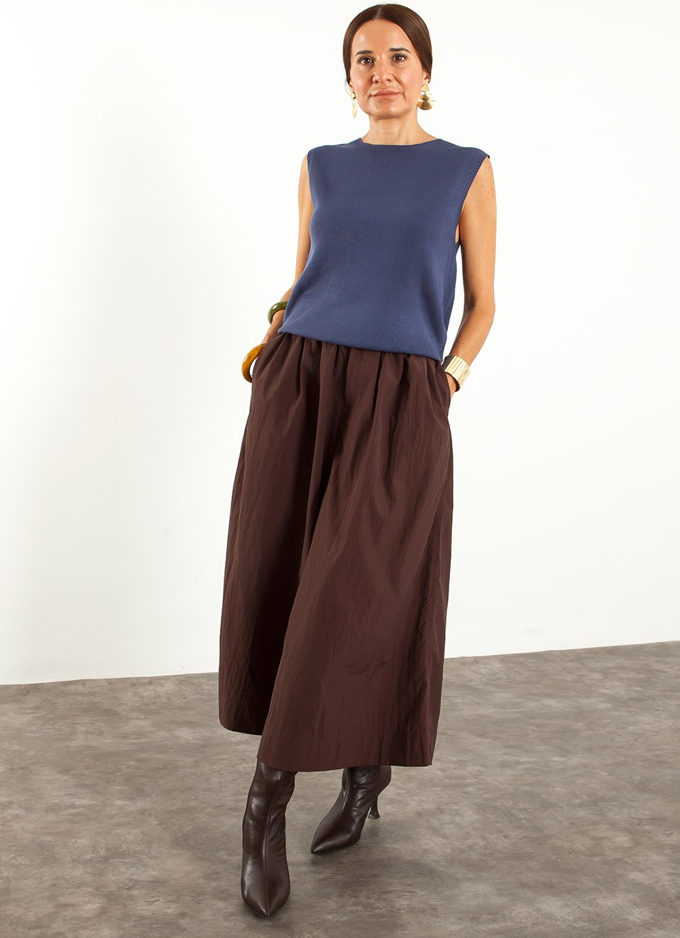 Pantalón Capri Mujer | Marrón y Verde | Tendencia | Premonición.online