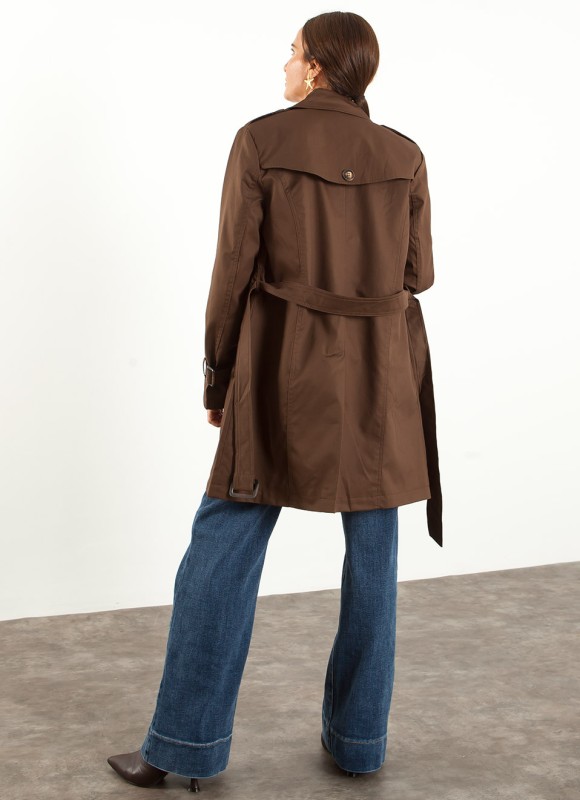 Gabardina Tres Cuartos Marrón Chocolate Mujer | Elegante | Premonición.online