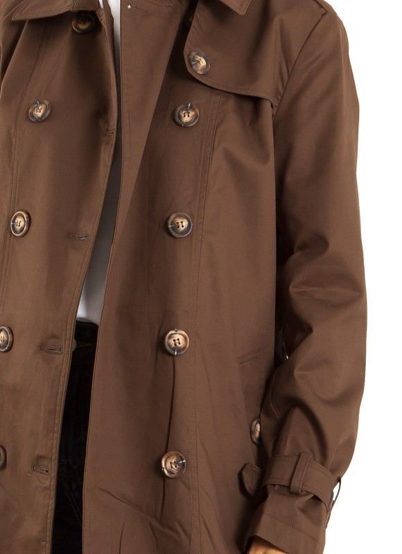 Gabardina Tres Cuartos Marrón Chocolate Mujer | Elegante | Premonición.online