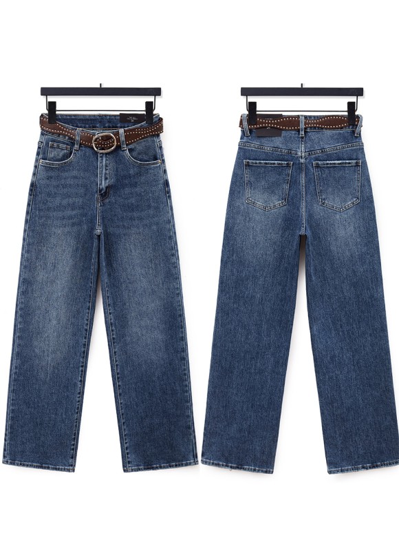 Jeans Dad Fit con Cinturón Tachas Mujer | Vaquero | Premonición.online