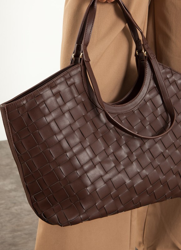 Bolso Shopper Trenzado Marrón Chocolate Mujer | Grande | Premonición.online