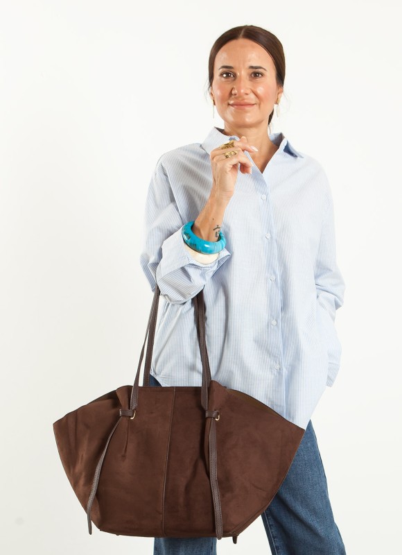 Bolso Shopper Efecto Ante Mujer | Con Neceser | Premonición.online