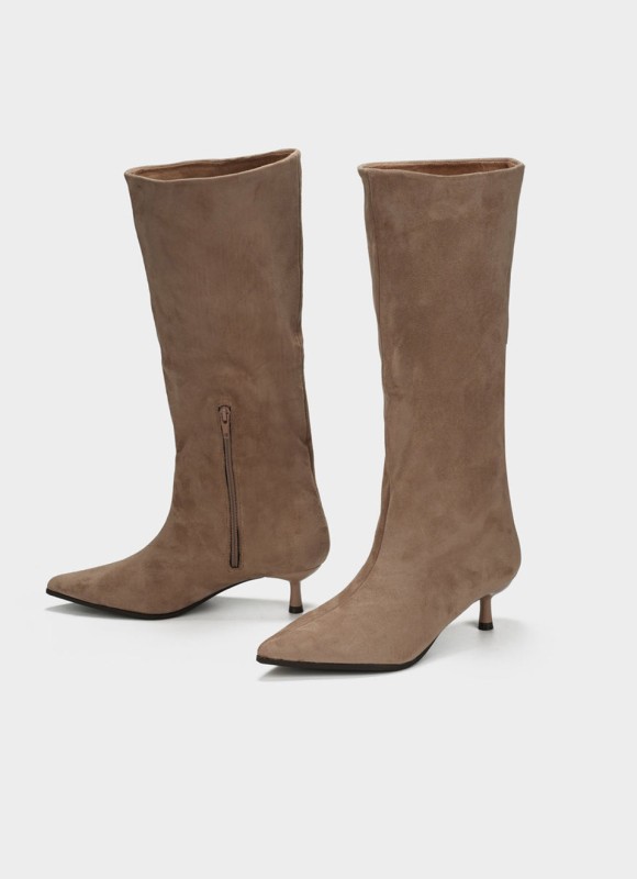 Bota Tacón Bajo Mujer | Marrón y Beige | Cómoda | Premonición.online