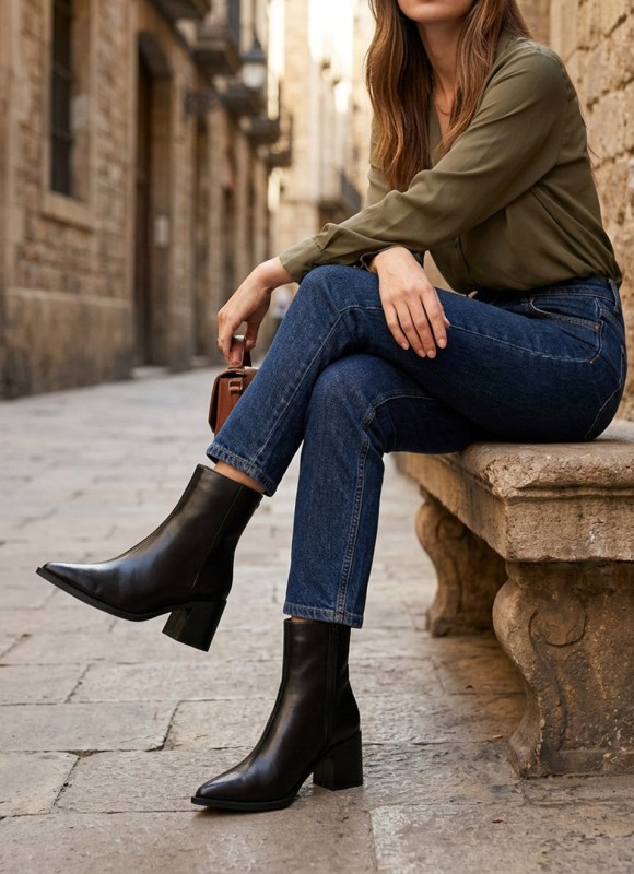 Botín de Punta Mujer | Marrón y Negro | Elegante | Premonición.online