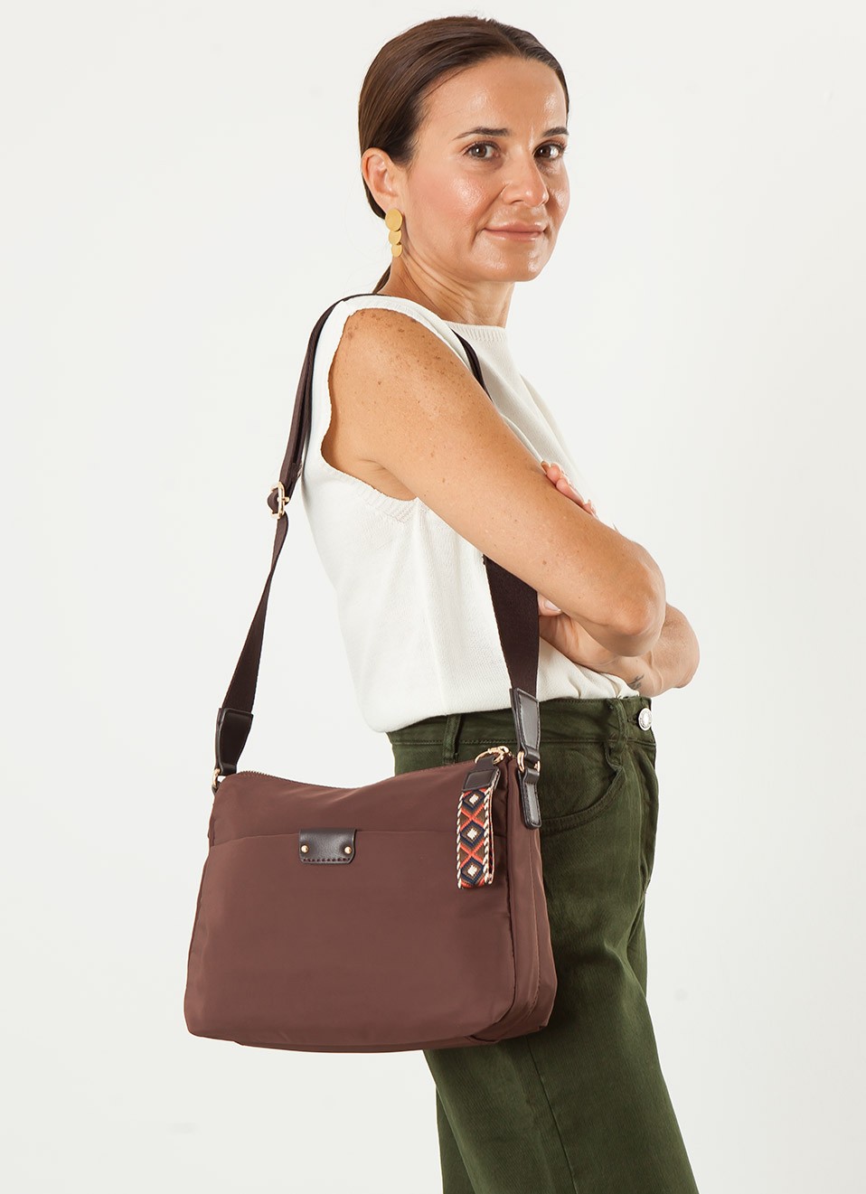 Bandolera Nylon Marrón Mujer | Práctica y Actual | Premonición.online