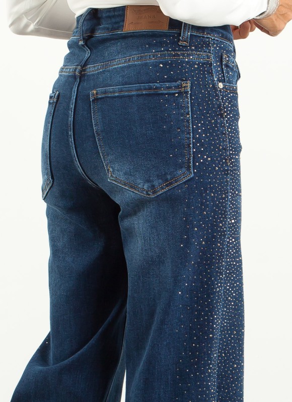 Jeans Rectos Strass Laterales Mujer | Tendencia | Premonición.online