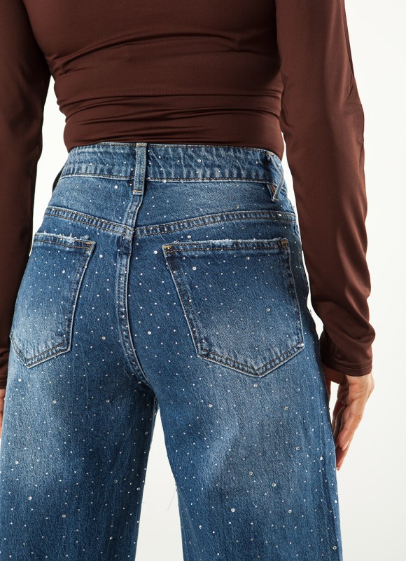Jeans Wide Leg con Strass Mujer | Vaquero de Tendencia | Premonición.online