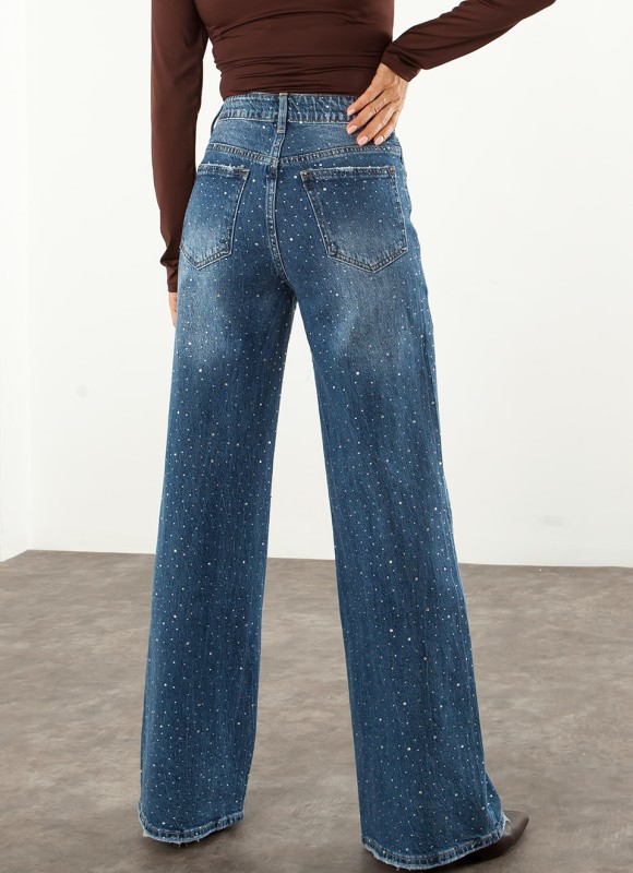 Jeans Wide Leg con Strass Mujer | Vaquero de Tendencia | Premonición.online