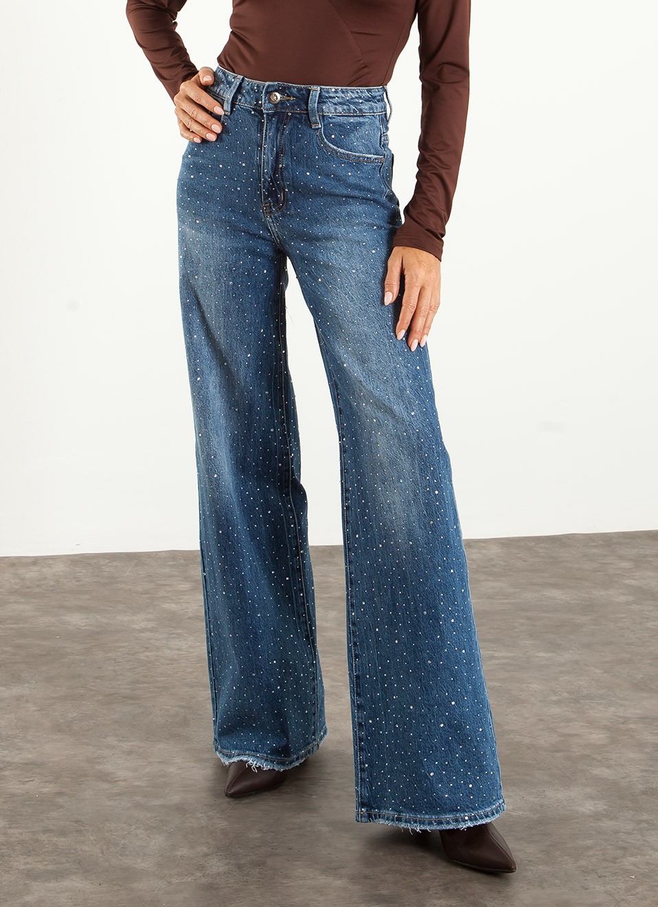 Jeans Wide Leg con Strass Mujer | Vaquero de Tendencia | Premonición.online