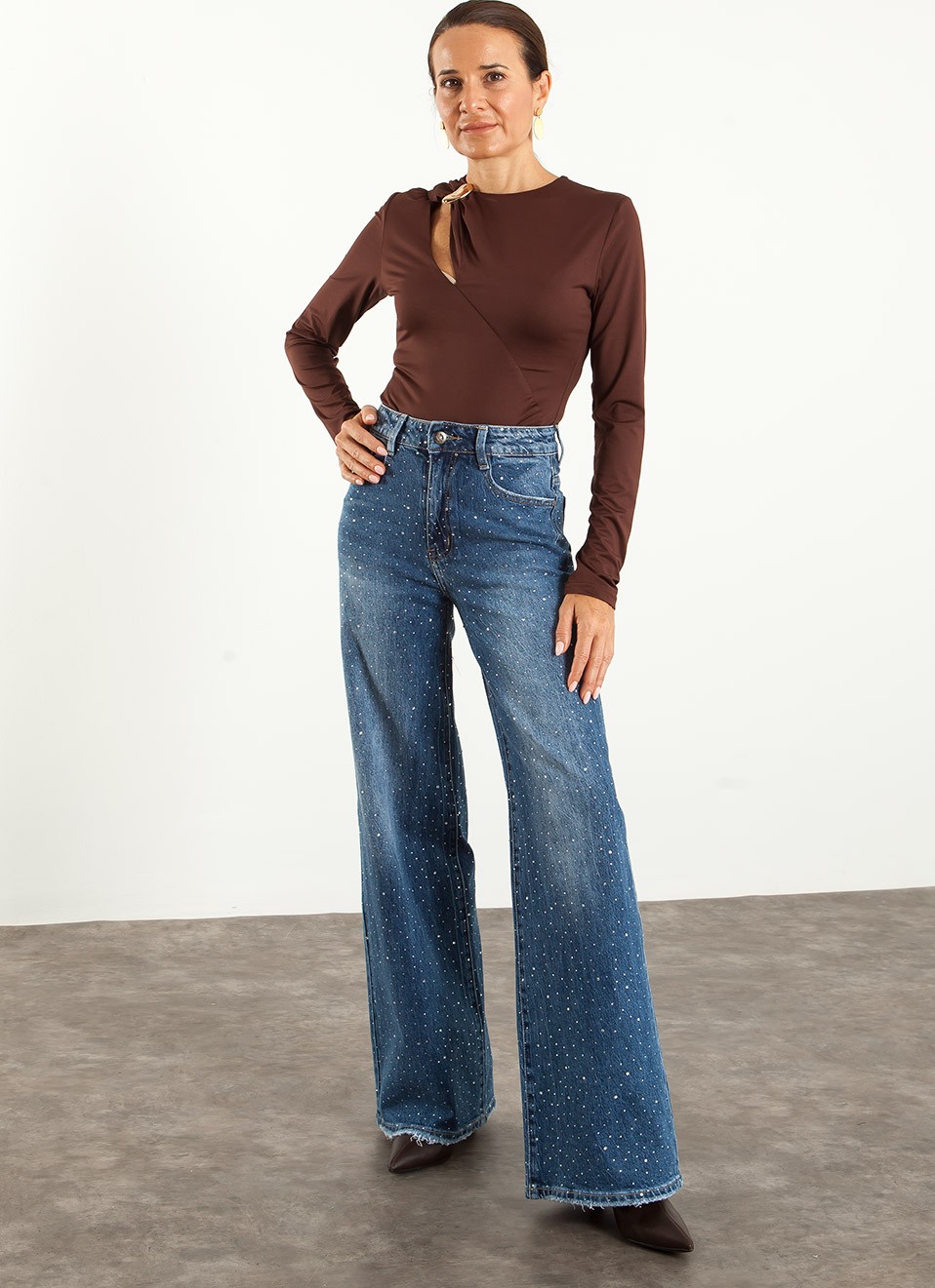 Jeans Wide Leg con Strass Mujer | Vaquero de Tendencia | Premonición.online