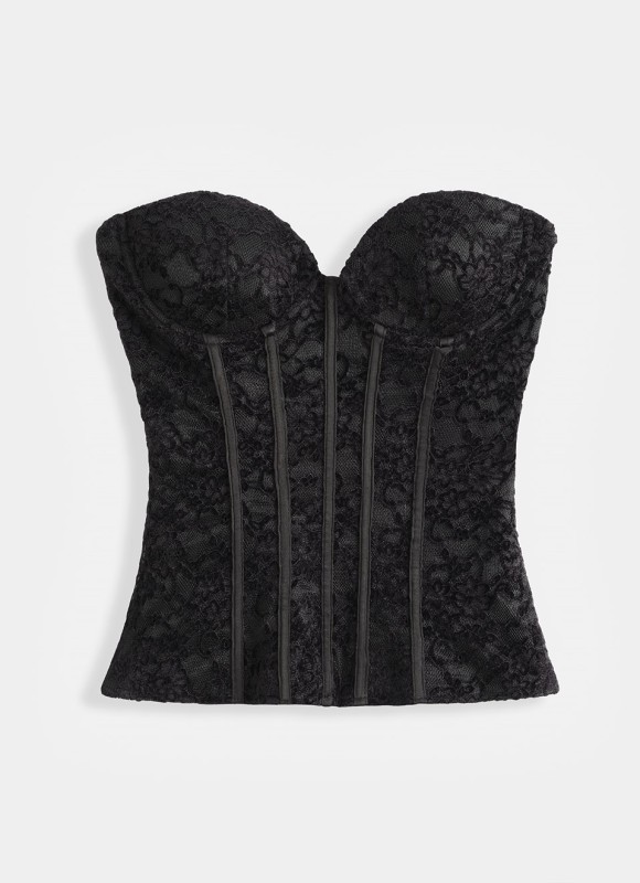 Corsé Encaje Mujer | Negro y Buganvilia | Elegante | Premonición.online