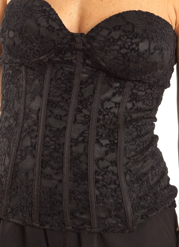 Corsé Encaje Mujer | Negro y Buganvilia | Elegante | Premonición.online