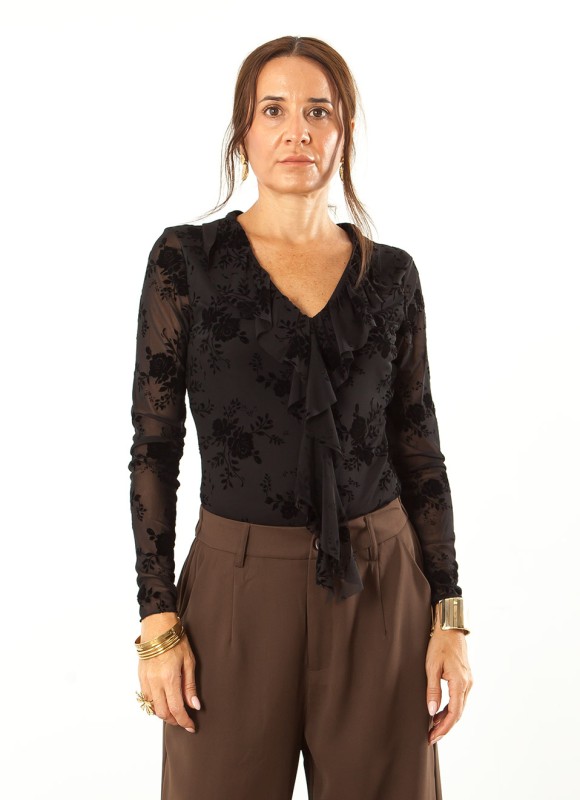 Blusa Tul Volantes Manga Larga Mujer | Elegante | Premonición.online