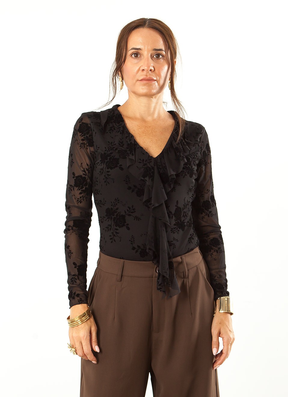 Blusa Tul Volantes Manga Larga Mujer | Elegante | Premonición.online