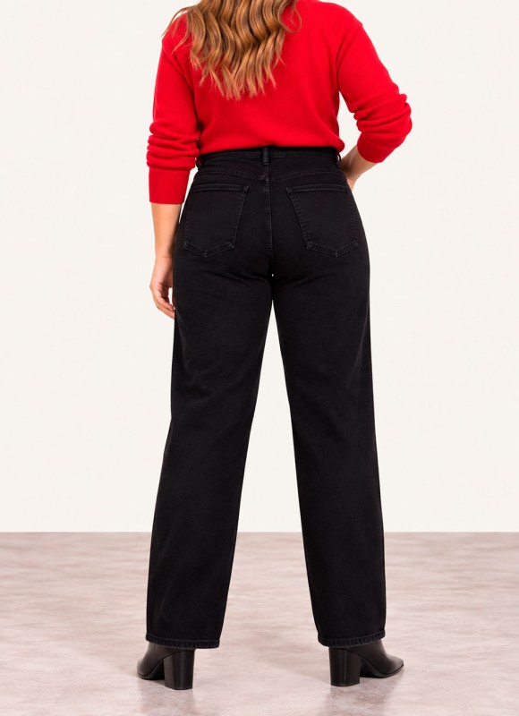 Jeans Straight Negro Talla Grande Mujer | Tendencia | Premonición.online