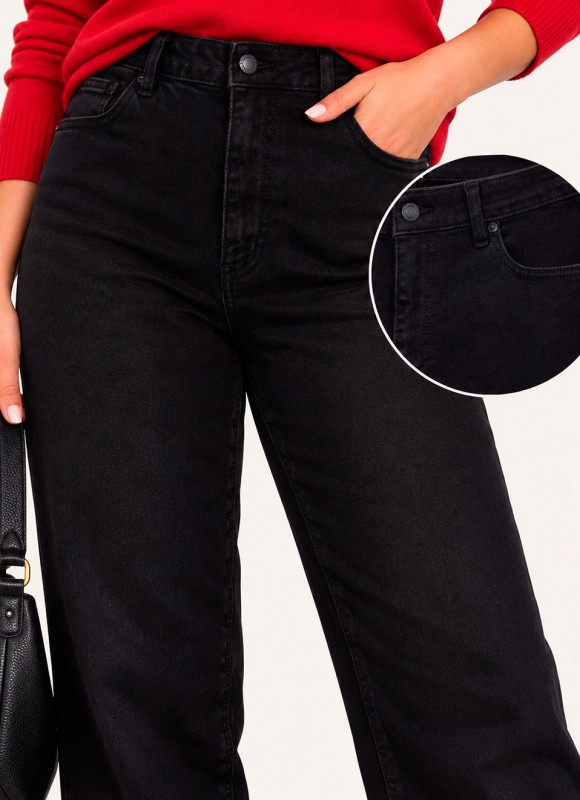 Jeans Straight Negro Talla Grande Mujer | Tendencia | Premonición.online