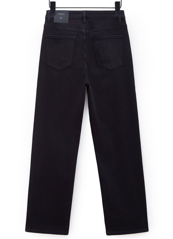Jeans Straight Negro Talla Grande Mujer | Tendencia | Premonición.online
