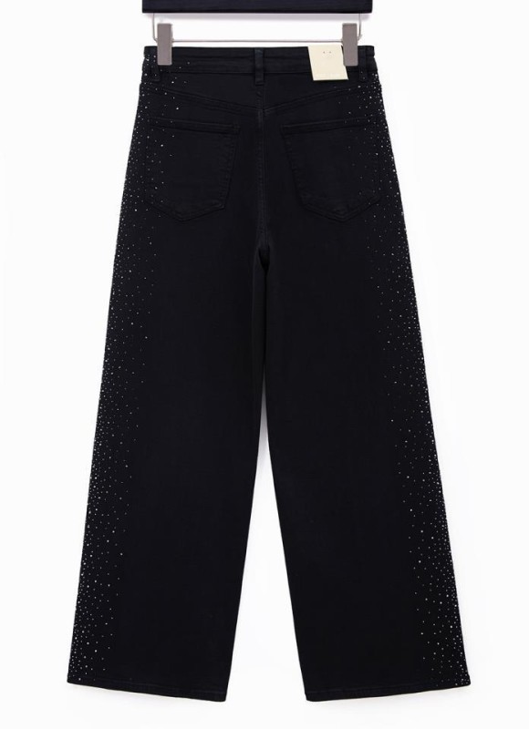 Jeans wide led strass