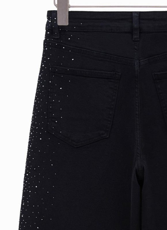 Jeans wide led strass