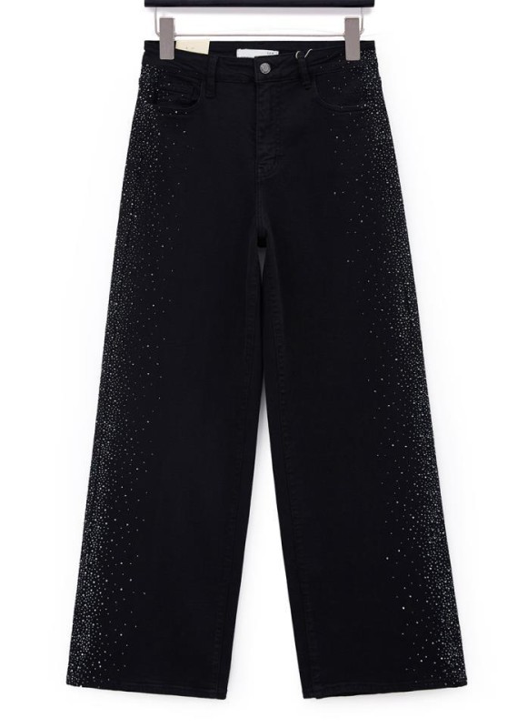 Jeans wide led strass