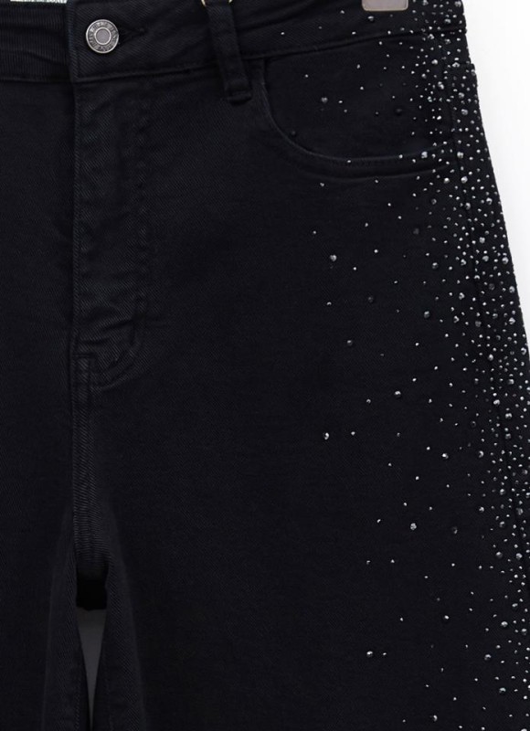 Jeans wide led strass