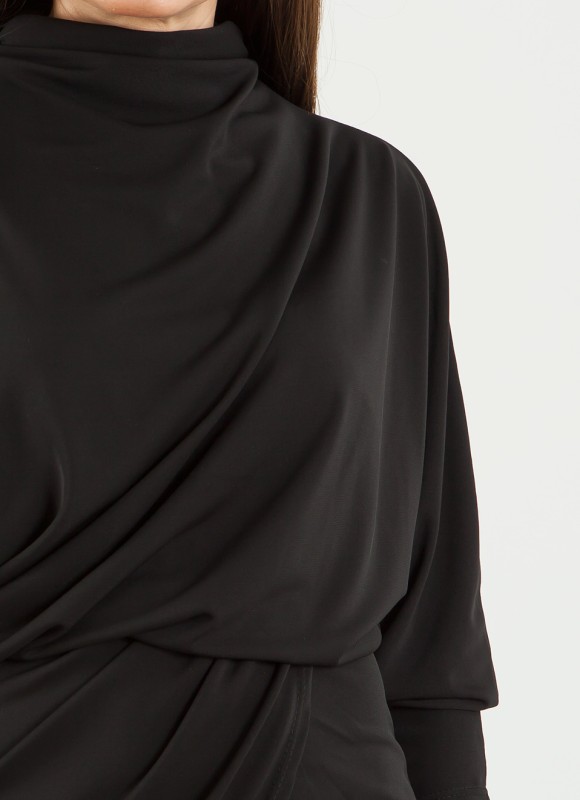 Vestido Drapeado Marrón y Negro Mujer | Elegante | Premonición.online