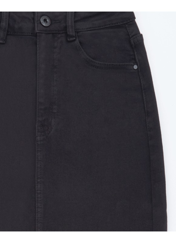 Falda Vaquera Midi Negra Mujer | Denim Tendencia | Premonición.online