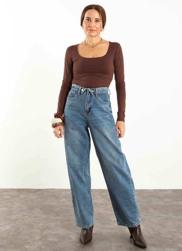Jeans con Cintura Doblada Mujer | Vaqueros de Moda