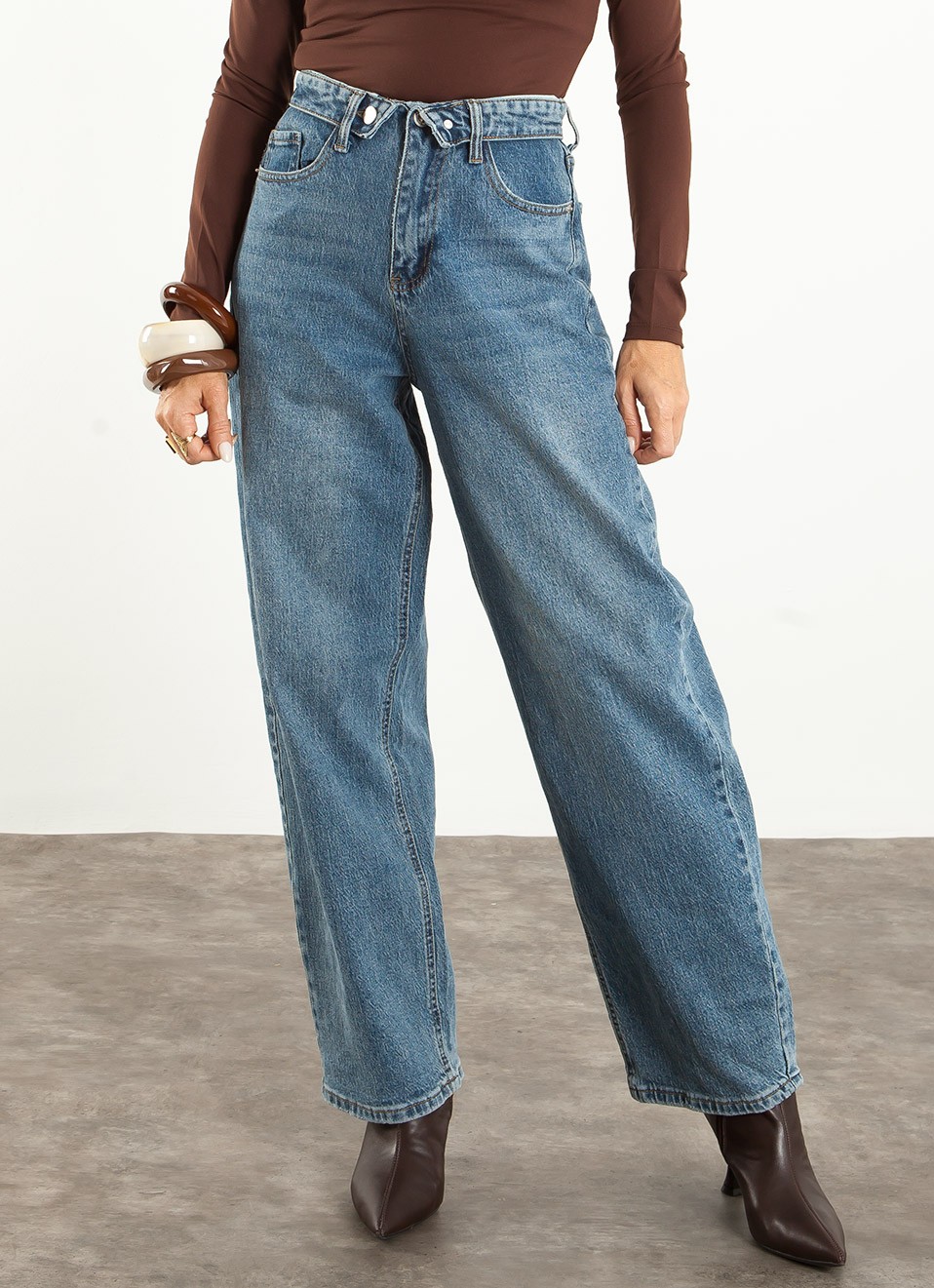 Jeans con Cintura Doblada Mujer | Vaqueros de Moda