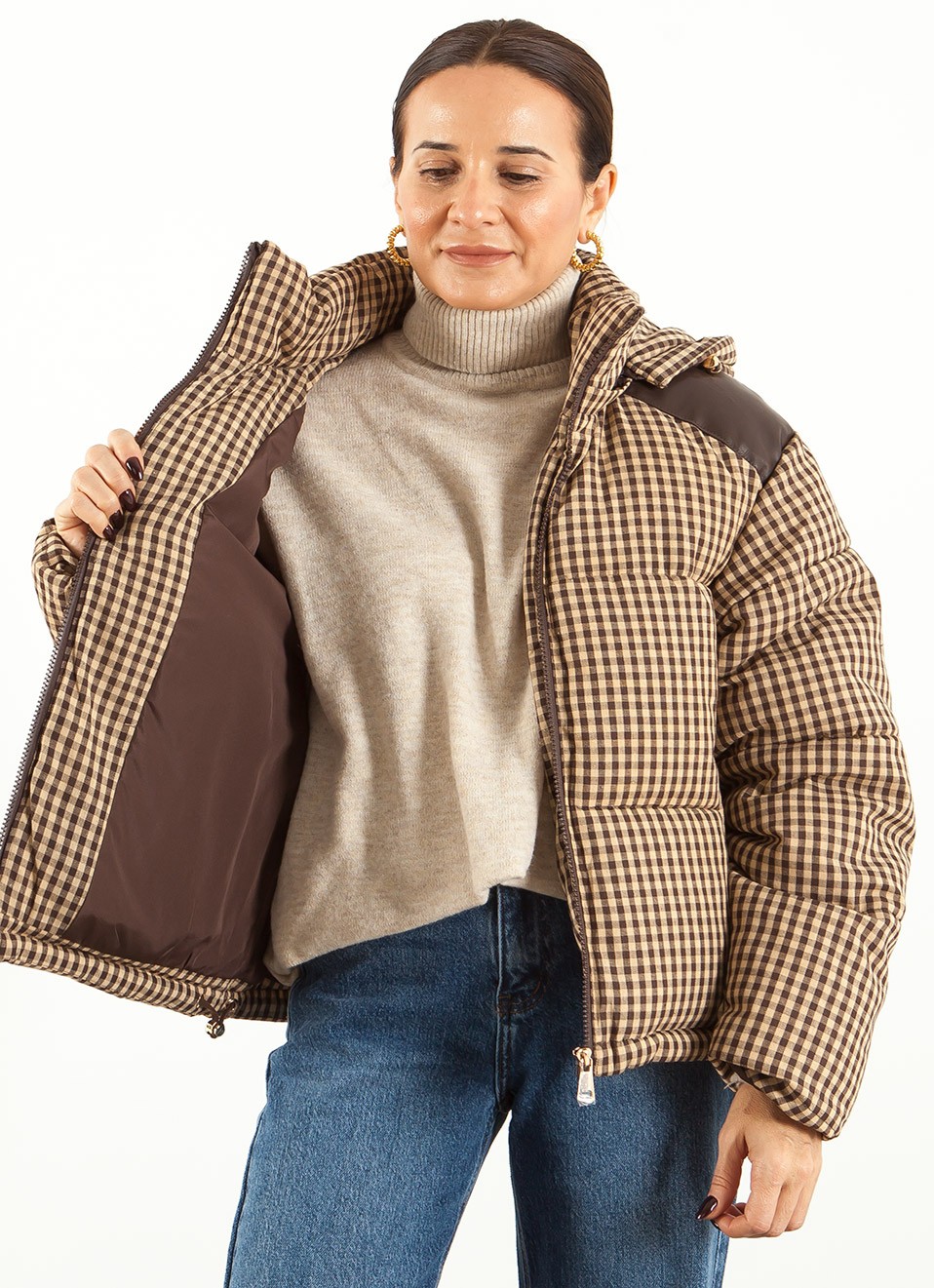 Cazadora Acolchada de Cuadros para Mujer | Premonición.online