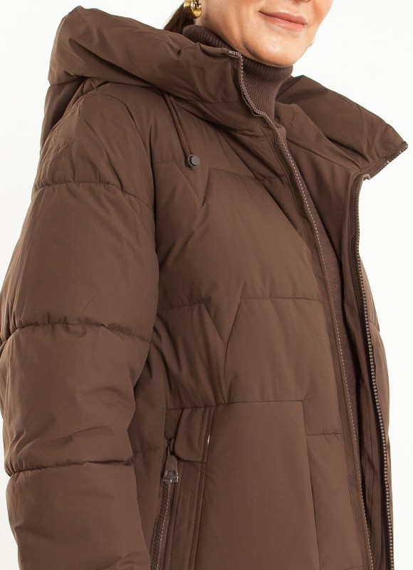 Abrigo Cuello Chimenea Mujer Kaki, Negro y Marrón | Premonición.online